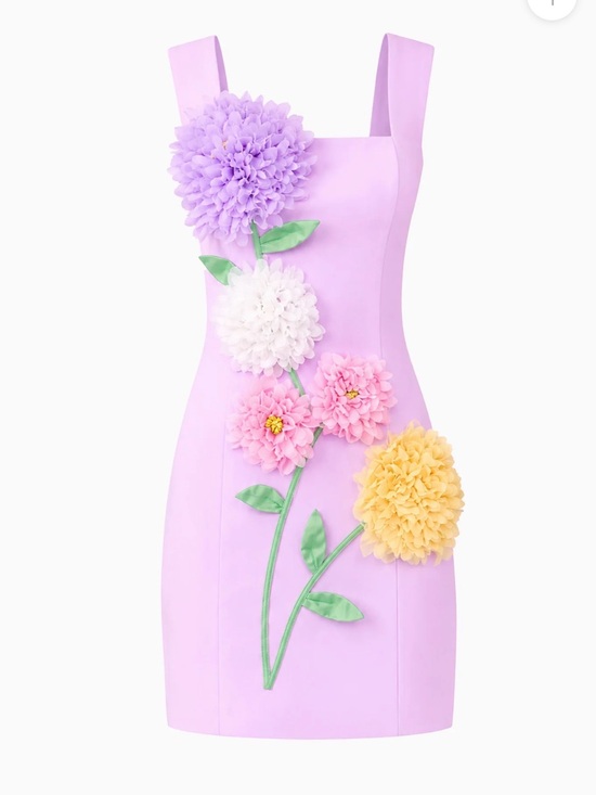 Elliatt Dresses & Skirts - Like New Elliatt Lilac Mini Dress with Purple Pink 3D Floral Appliqués XL, 10